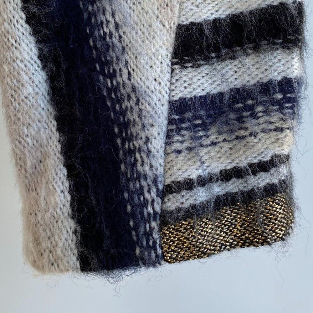 Vena Cava 💥 Stunning 💥 Gryphon cropped sweater jacket Blue Gold Tan White sz 4 - Picture 5 of 9